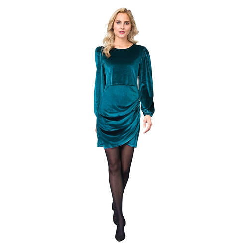 Ladies Velvet Dress - Blue, M