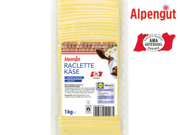 Raclette Käse in Scheiben
