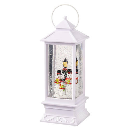 LED Swirling Glitter Lantern - Snowman