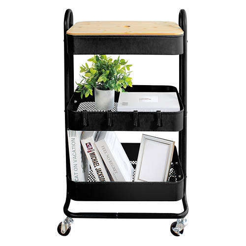 3 Tier Rolling Cart, Black