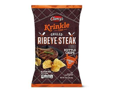 Clancy's 
 Grilled Ribeye Steak or Kentucky Smoked Bourbon Krinkle Cut Kettle Chips