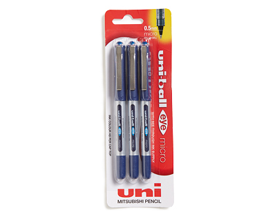 UNI-BALL EYE MICRO ROLLERBALL PENS 3PK