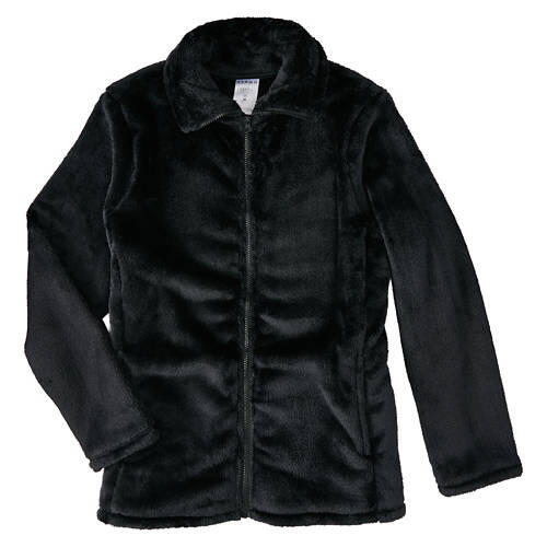 Ladies Plush Full Zip Jacket - Black, S