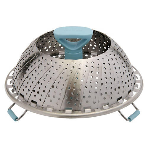 Collapsible Stainless Steel Steamer, Blue