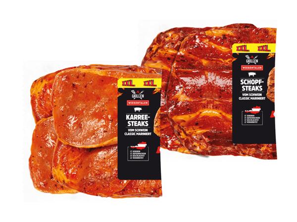Frische Karree- oder Schopfsteaks mariniert