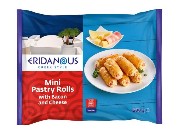 Mini Filo Pastry Rolls with Bacon & Cheese