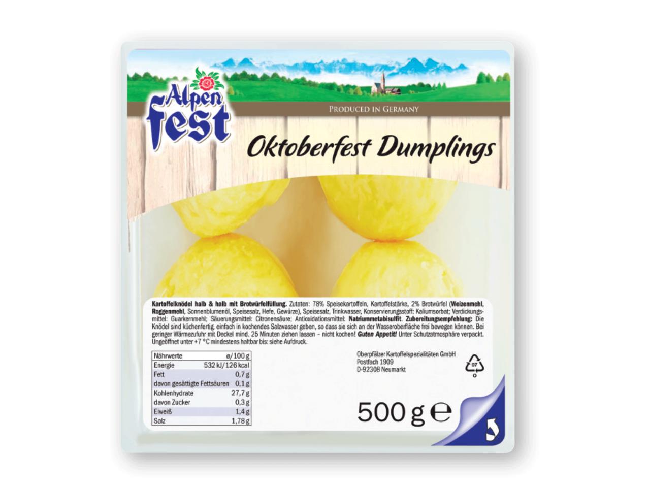 ALPENFEST Oktoberfest Dumplings