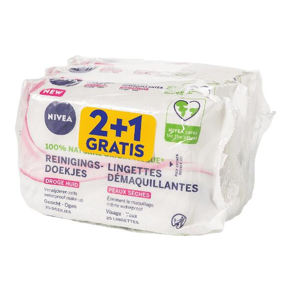 NIVEA(R) 				Lingettes nettoyantes visage, pack de 3