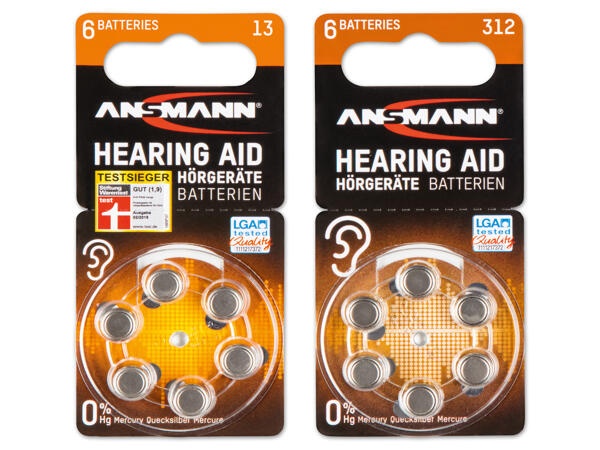 Ansmann(R) Knopfzellen für Hörgeräte, 6 Stück