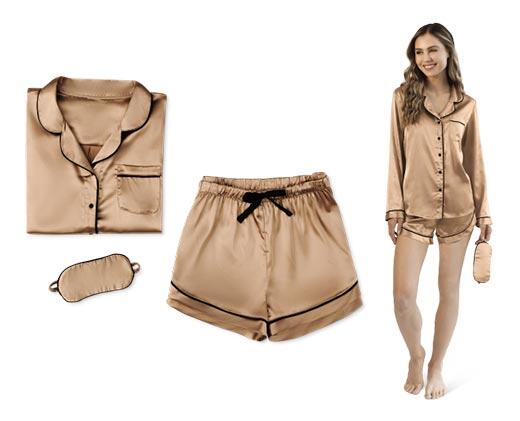Serra 
 Ladies' 3-Piece Satin Sleepwear Set