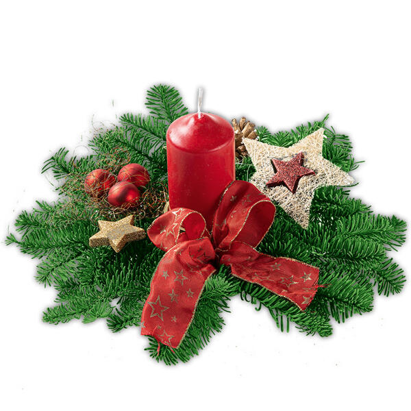 Adventsgesteck mit einer Kerze