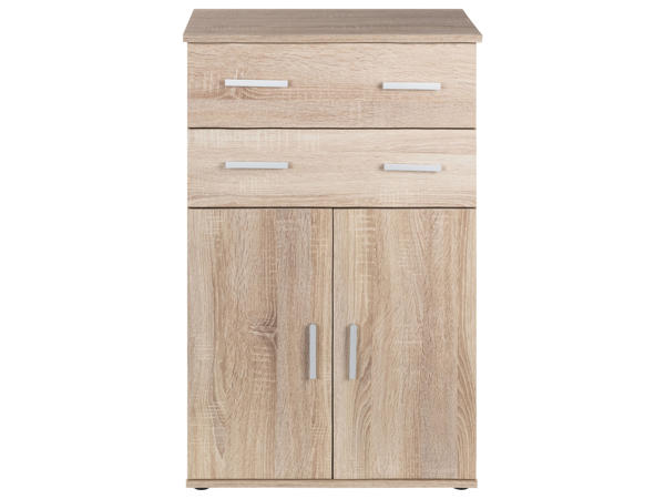 Cabinet with 2 drawers and 2 doors, oak-colour or white-grey