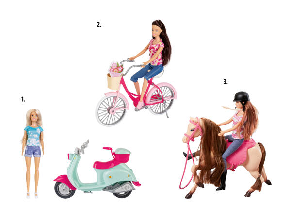 Poupée Fashion Doll avec scooter/​vélo/​cheval