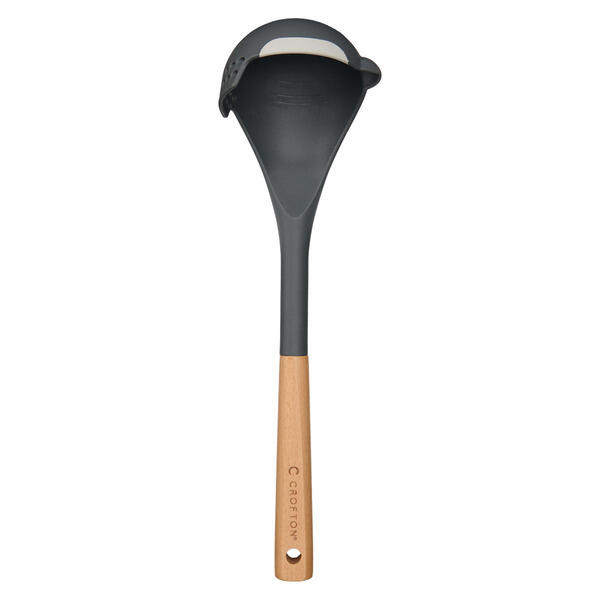Crofton Gray Ladle Silicone Edge Wooden Utensil