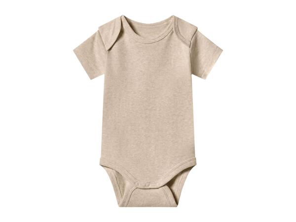 LUPILU Beige & White Baby Short-Sleeve Bodysuits - 3 Pack