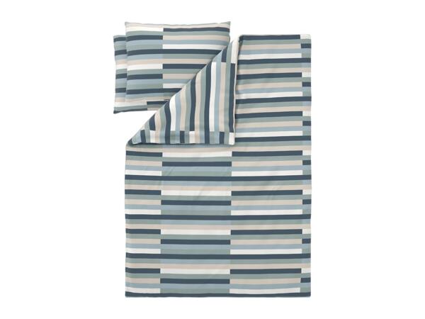 Striped Microfibre Satin Duvet Cover Set - Double