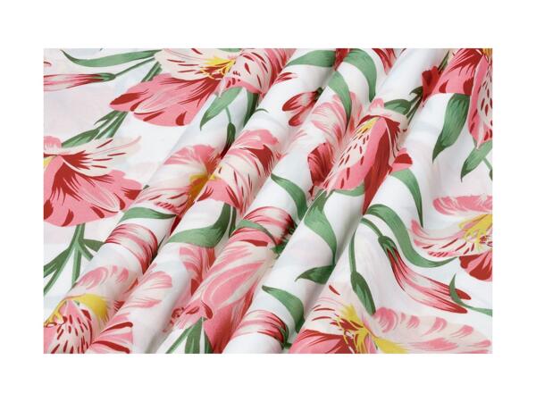Microfibre Satin Duvet Cover Set With Floral Pattern - Double