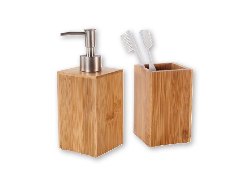 MIOMARE(R) Bamboo Soap Dispenser/ Bamboo Toothbrush Holder