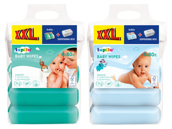 LUPILU Babyfeuchttücher mit Box 4x 80 Stk.