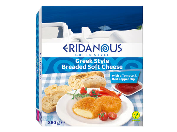 Greek-Style Breaded Soft Cheese with a Tomato & Red Pepper Dip