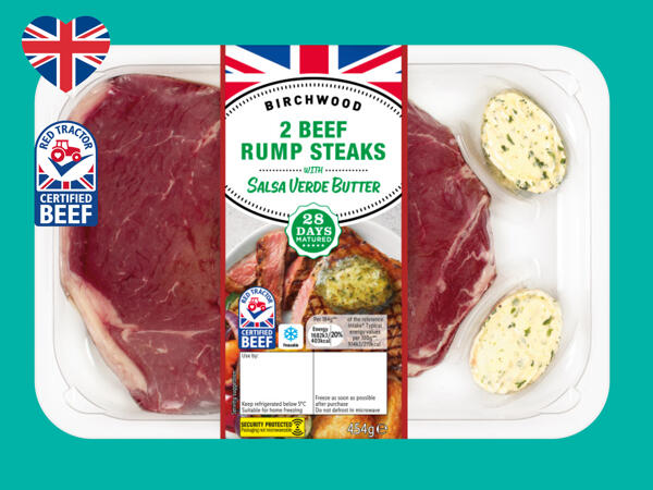 2 Beef 28-Day Matured Rump Steaks with Salsa Verde Butter