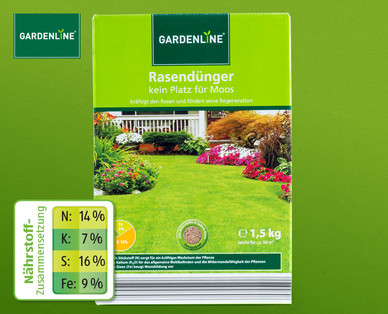 GARDENLINE Rasendünger „kein Platz für Moos"