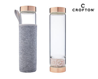Glass Drink Bottle with Crystals