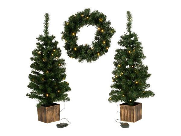 Sada LED vánočních stromků a adventního věnce