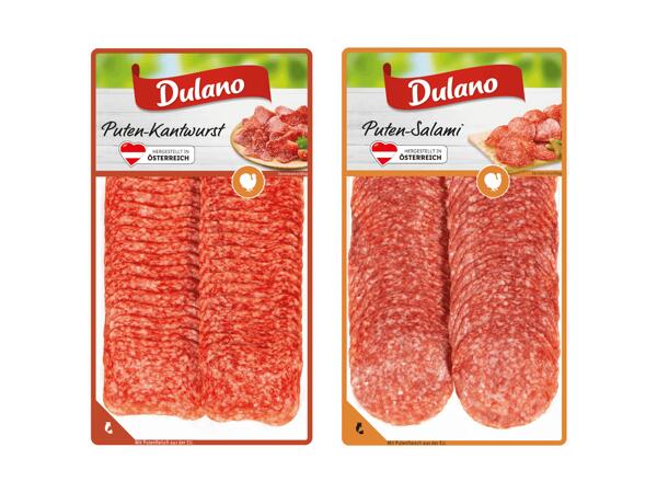 Puten-Kantwurst oder Salami