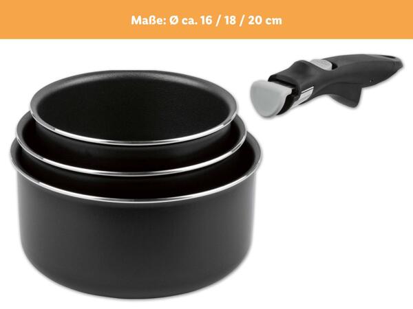Aluminium Topf-/Pfannen-Set, 4-teilig + Faltbare Frischhaltedosen, 4-teilig