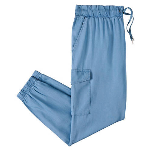 Ladies Chambray Cargo Jogger - Blue, L