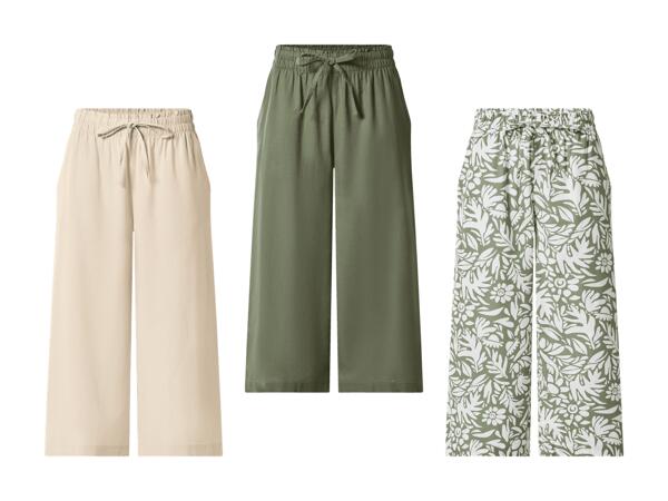 Pantaloni coulotte premium con lino