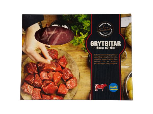Färska nötgrytbitar