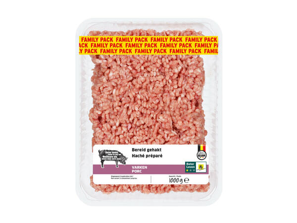 Haché de porc préparé