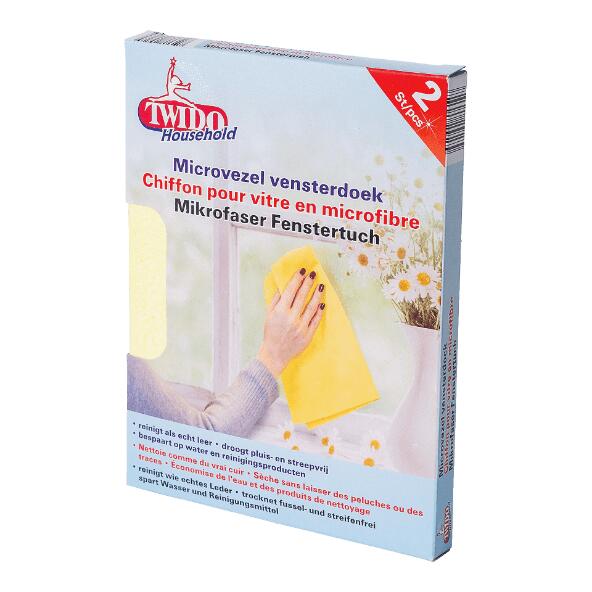 TWIDO HOUSEHOLD(R) 				Chiffons en microfibre pour vitres, 2 pcs