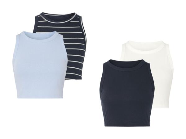 Crop-tops côtelés, set de 2