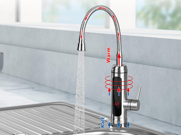 Easymaxx Elektrische Edelstahl-Armatur