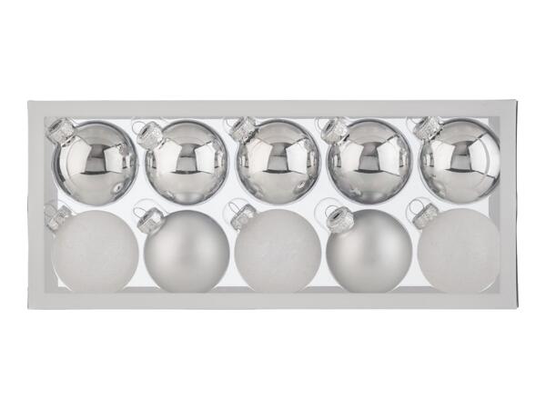 Livarno Home Silver Christmas Baubles - 10 Pack