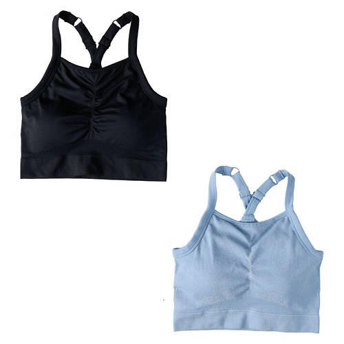 2 Pack Seamless Fitness Bra - Blue/Black, L