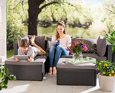 Salon de jardin d'angle en rotin GARDENLINE(R)