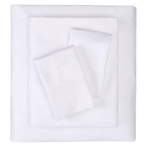 Queen Size 300 Thread Count Cotton Percale Sheet Set, White