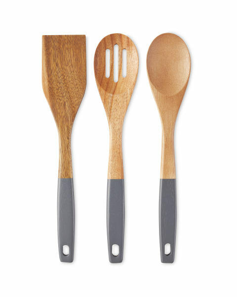 Grey Wooden Utensil Set 3 Pack