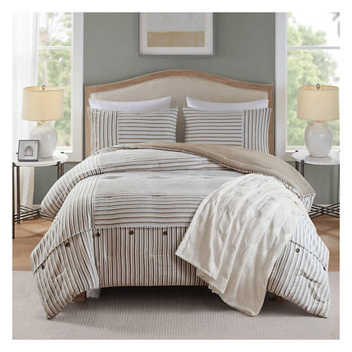 3 Piece Luxury Queen Size Comforter - Striped