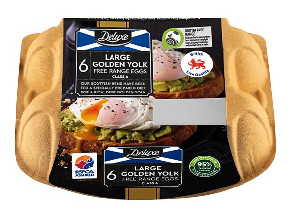 Deluxe 6 Large Golden Yolk Free Range Eggs