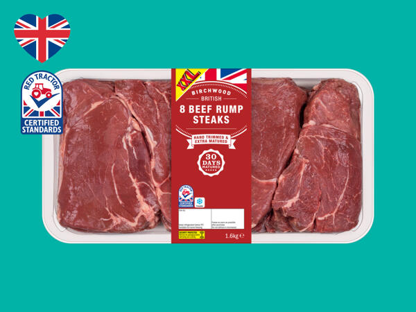 Birchwood 8 British Beef 30-Day Matured Rump Steaks