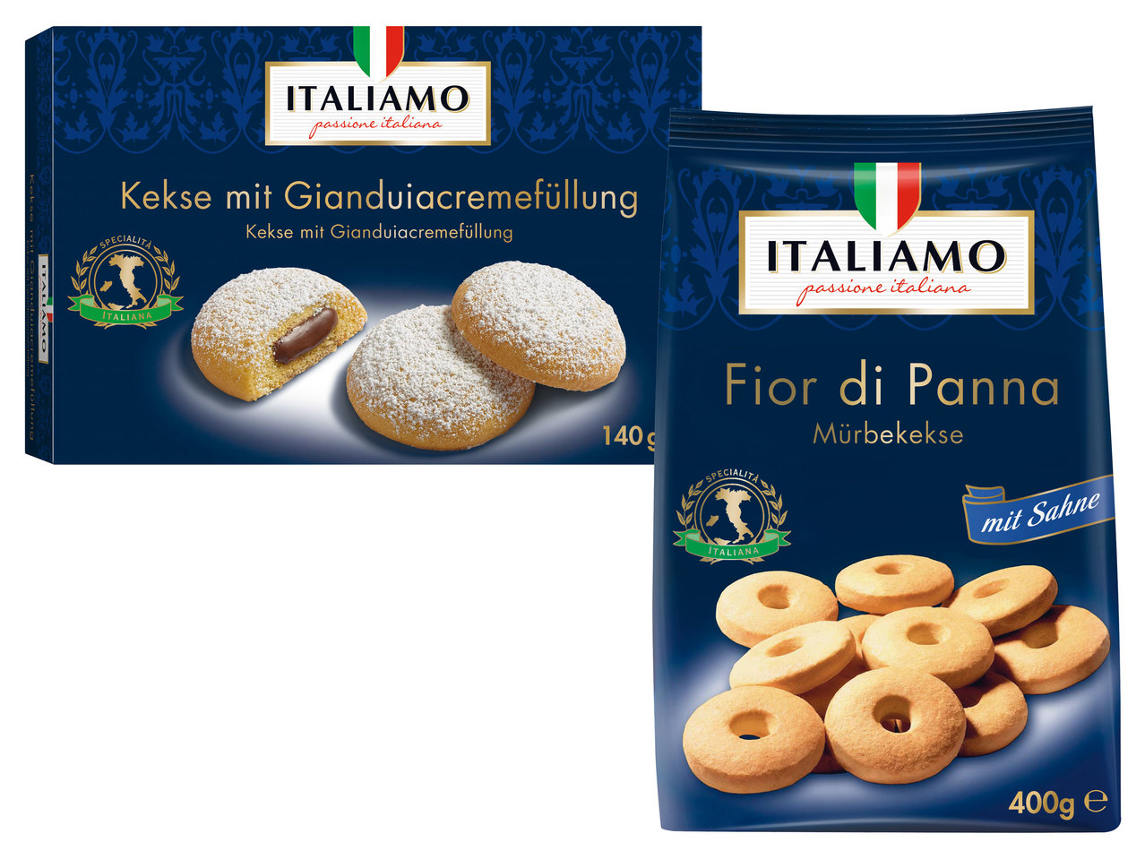 ITALIAMO Mübteigkekse oder Kekse mit Gianduiacremefüllung