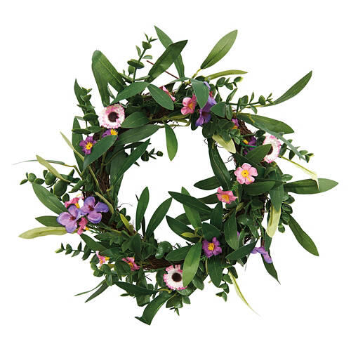 13" Spring Mini Wreath - Pink and Purple Wildflowers