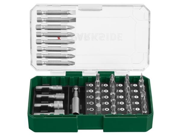 Drill or screwdriver bit set, 15 or 37 pieces