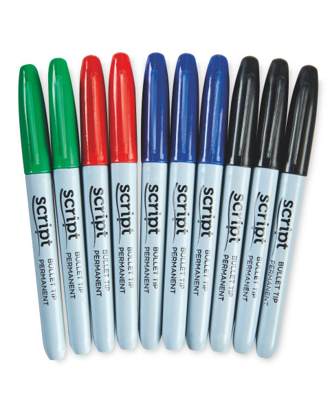 Coloured Permanent Markers 10-Pack