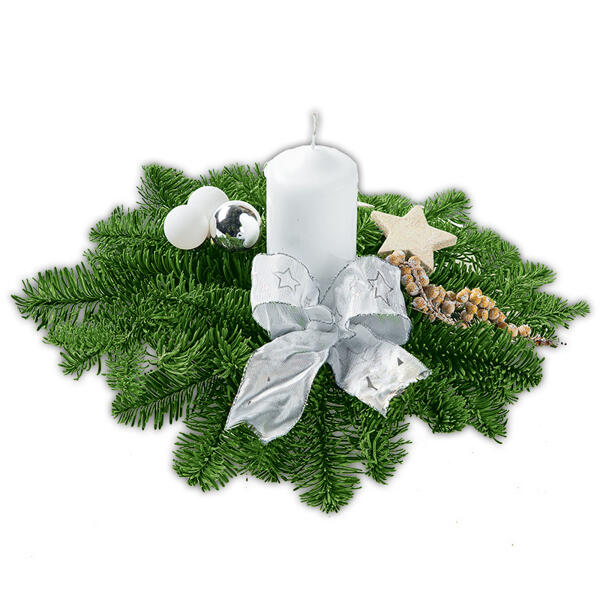 Adventsgesteck mit einer Kerze